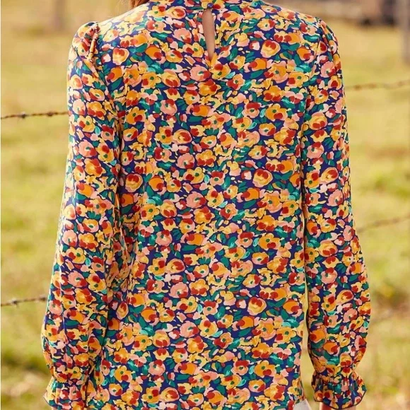 NWT BTFBM Floral Long Sleeve Blouse - Multicolor Large - Picture 2 of 13
